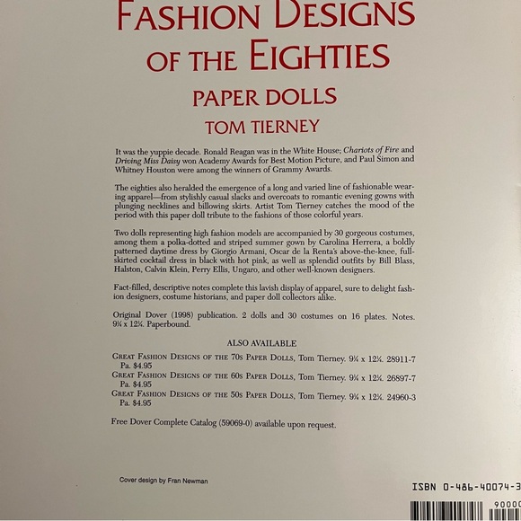 Vtg 1995 Christian Dior and Eighties Fashion Design Paper Doll Books Tom Tierney - Picture 7 of 9